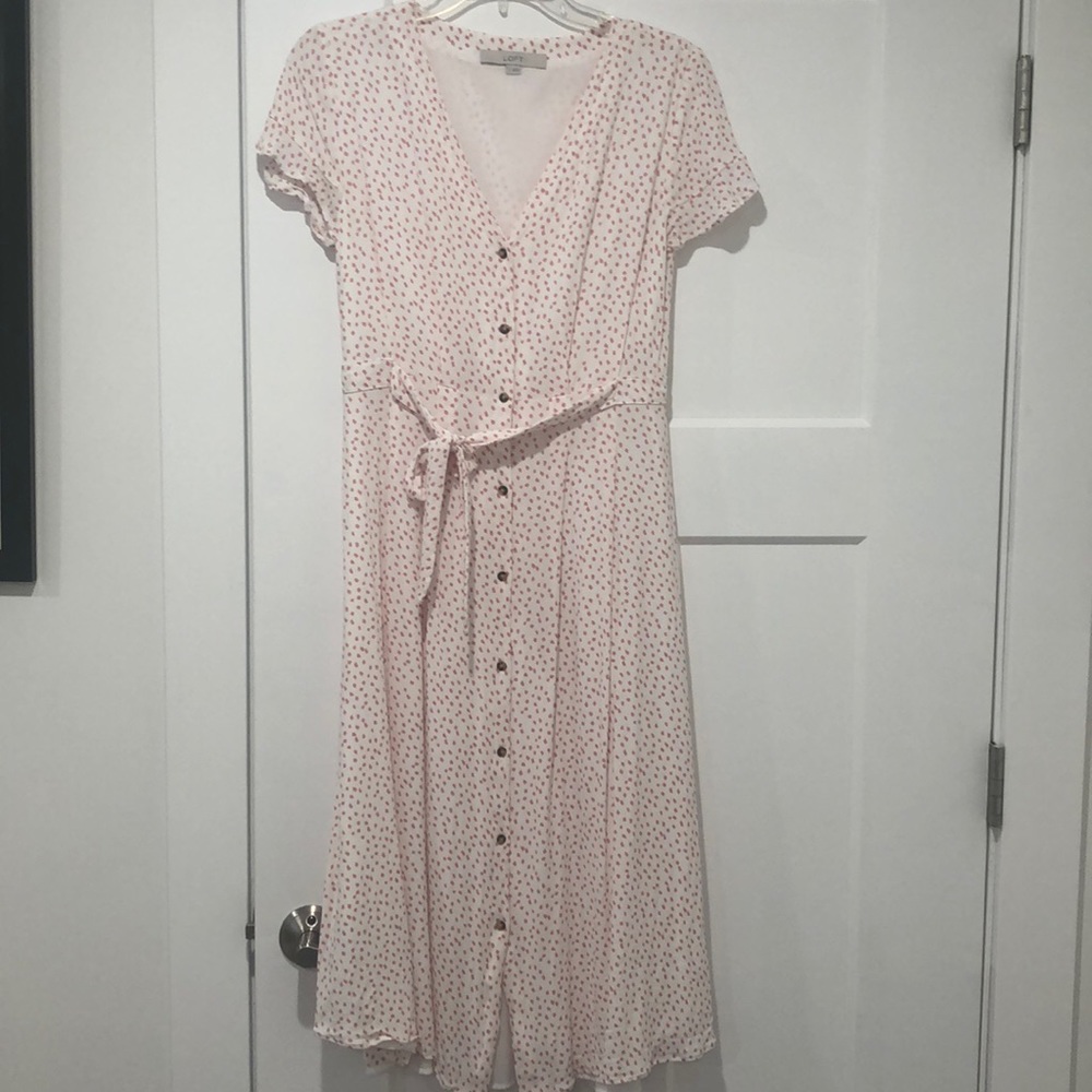 Loft Midi Length Pink Detailed Dress